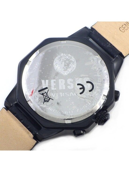 Versace Watch Palestro Date Chronograph Black Gold Dial SS Leather Quartz Analog main image 6